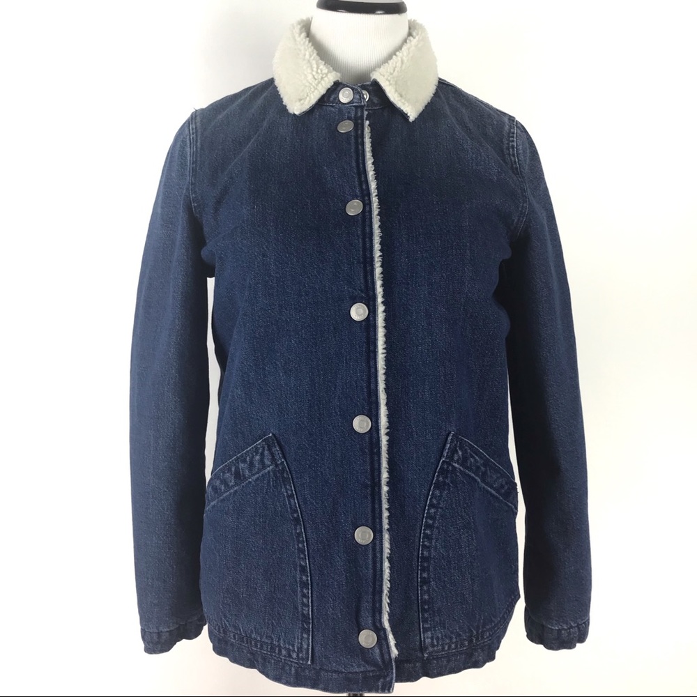 J. Crew XS Denim Sherpa Lined Swing Jacket H1912